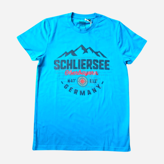 Herren Schliersee N47° E11° T-Shirt | azur blau